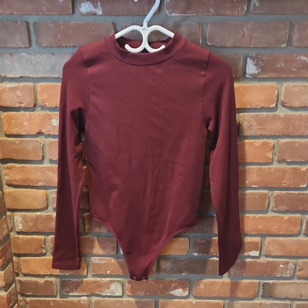 NWT Women's Burgundy Long Sleeve Bodysuit